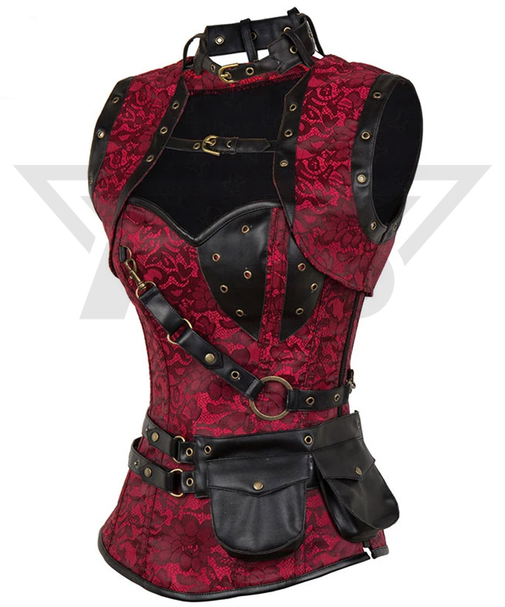 Red/Black Leather Corset